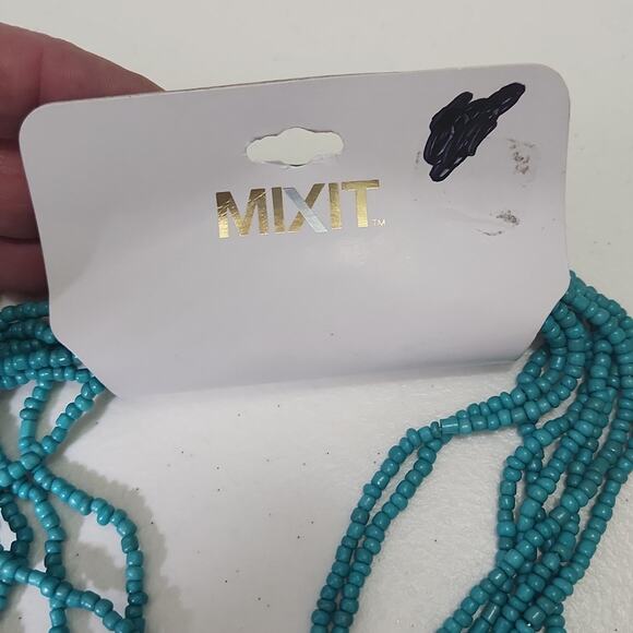 Necklace Blue & Gold Beaded Lobster Claw Clasp - Picture 6 of 7